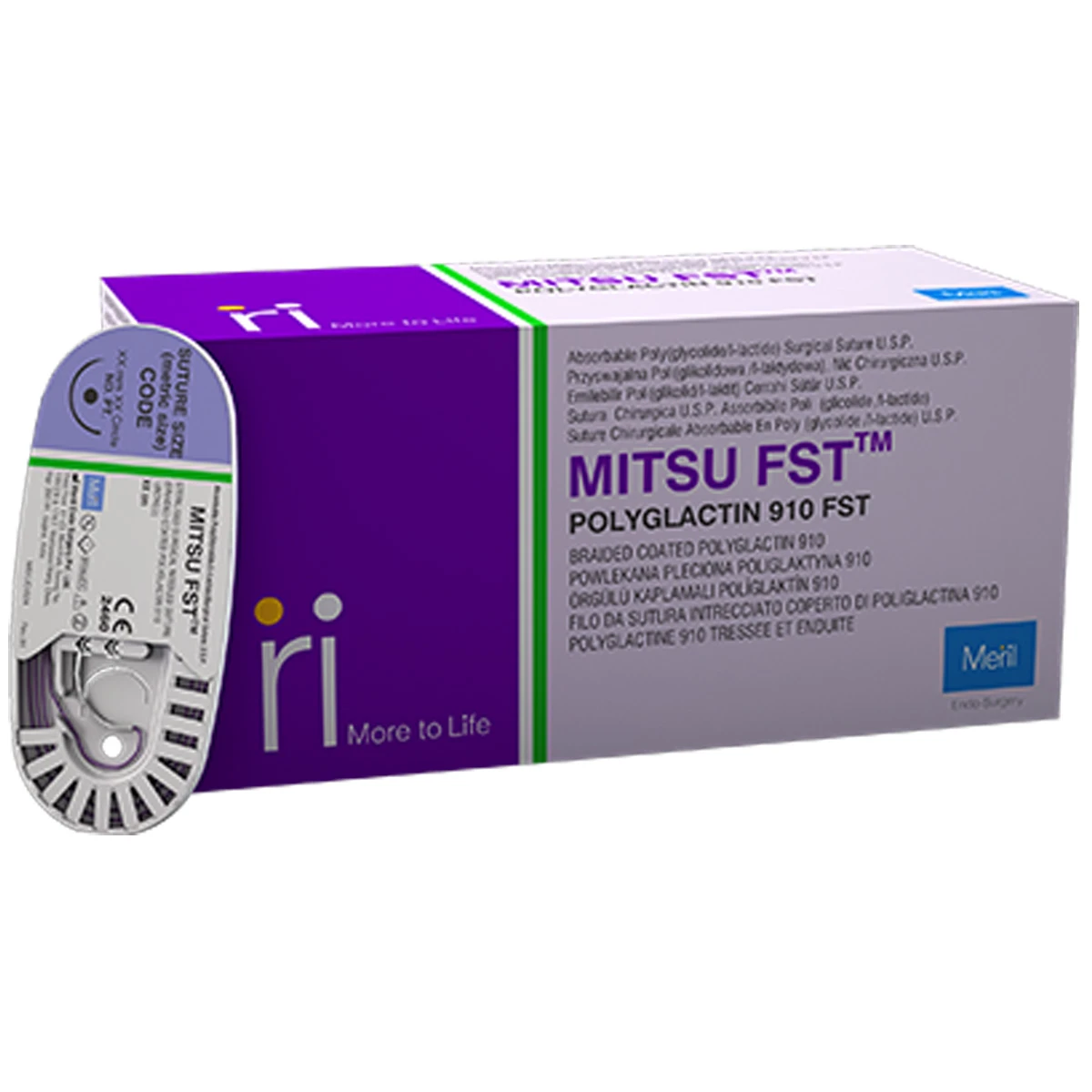 Meril Mitsu FST #5-0 Polyglactin 910 Fast Suture (PGF50 9915) - Pack of 12
